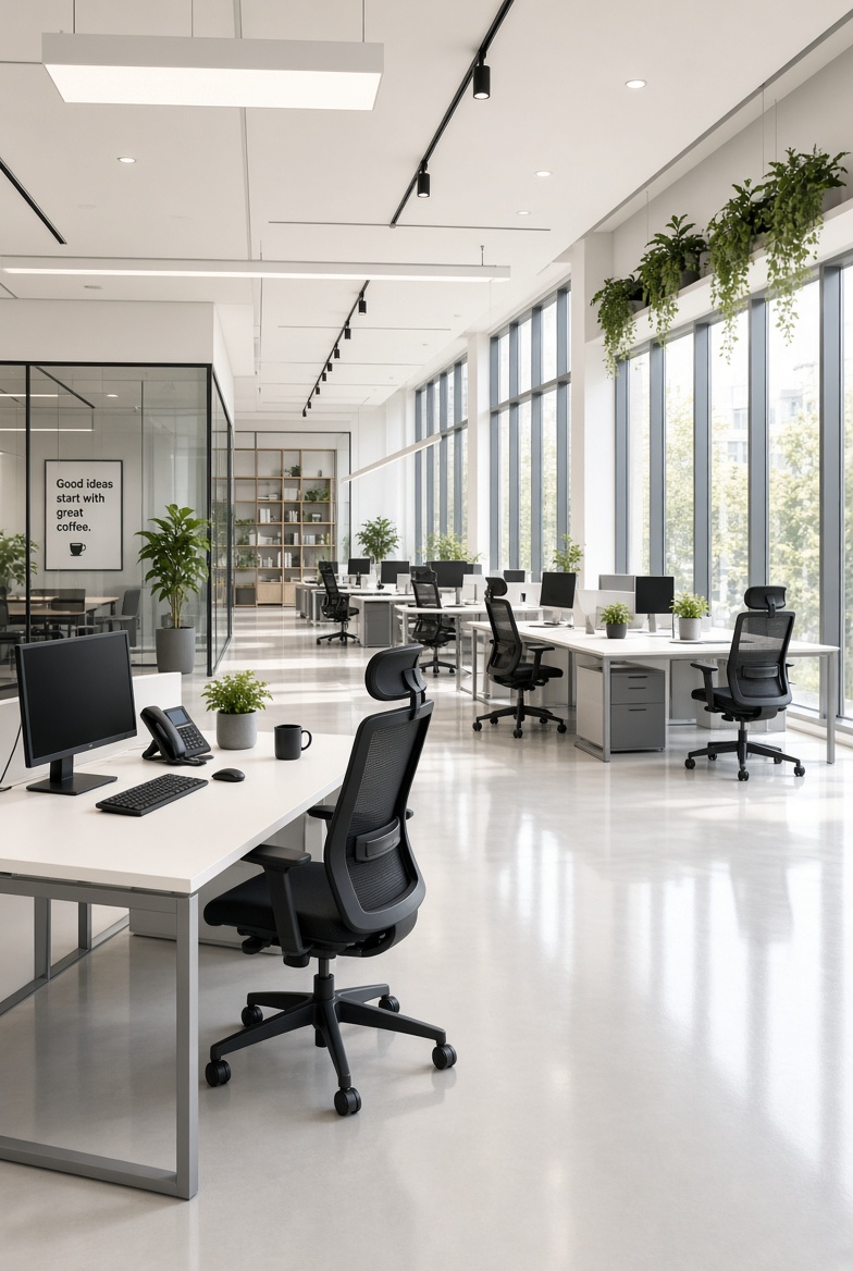 A clean, bright office cleaned by ABKCleans