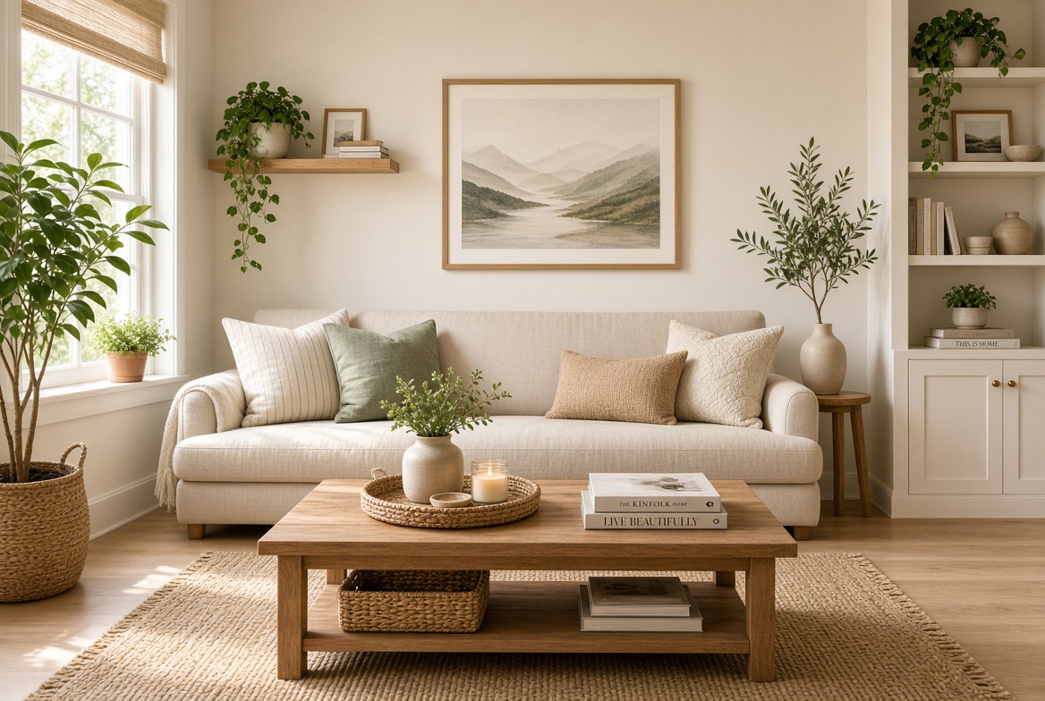 A tidy, spotless living room