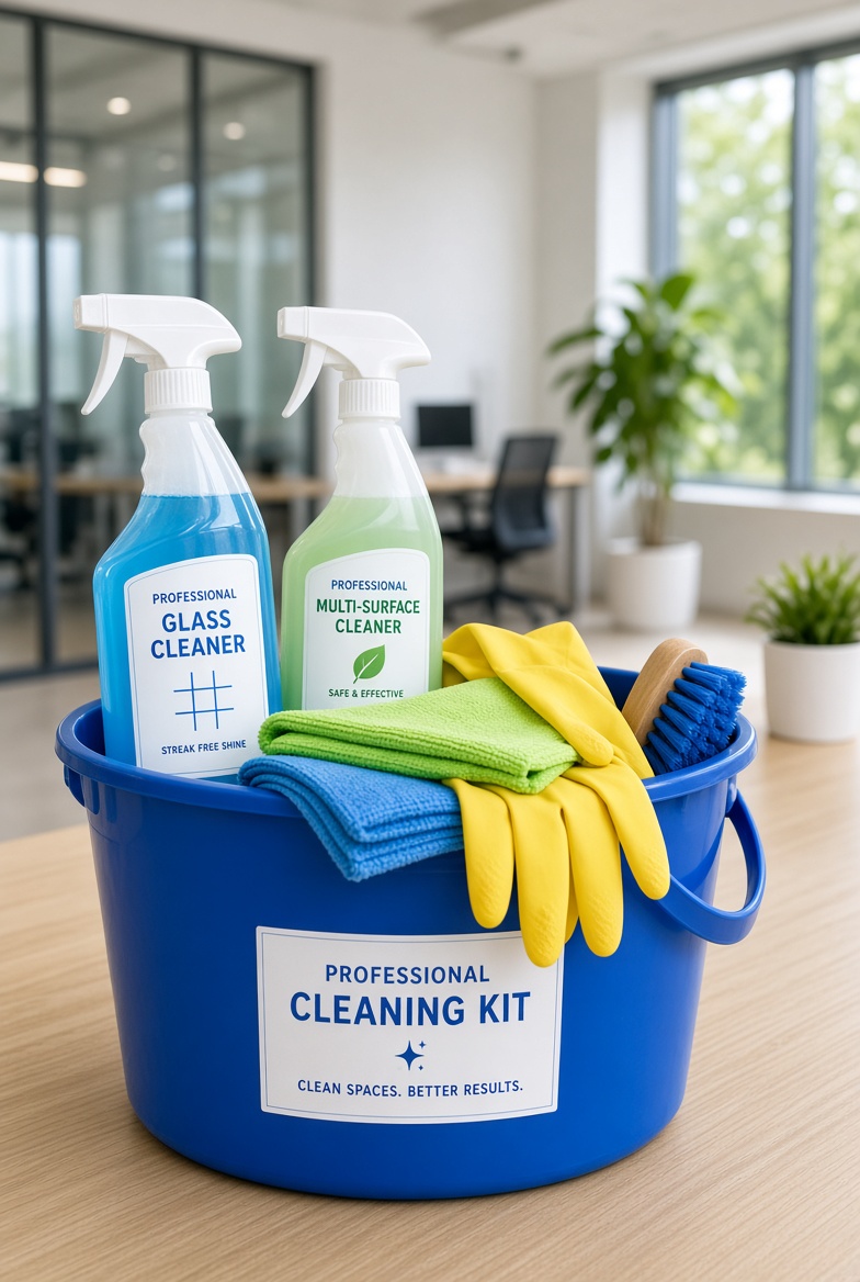 ABKCleans professional cleaning supplies ready for a bright, clean space